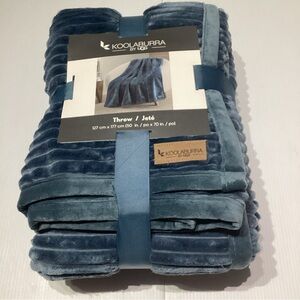 Koolaburra By Ugg Throw Blanket 50” x 70” Navy Blue Ribbed